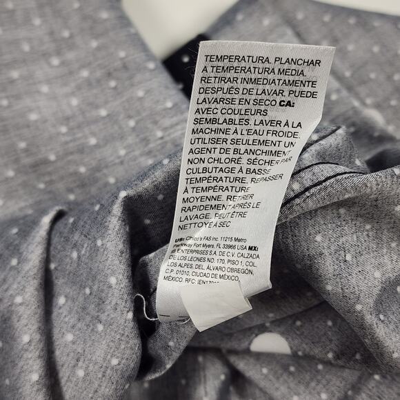 Chico’s No Iron Polka Dot Tunic Top Black White Size 2.5 (14) - Picture 8 of 10